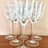 Set 6 engraved crystal wine glasses