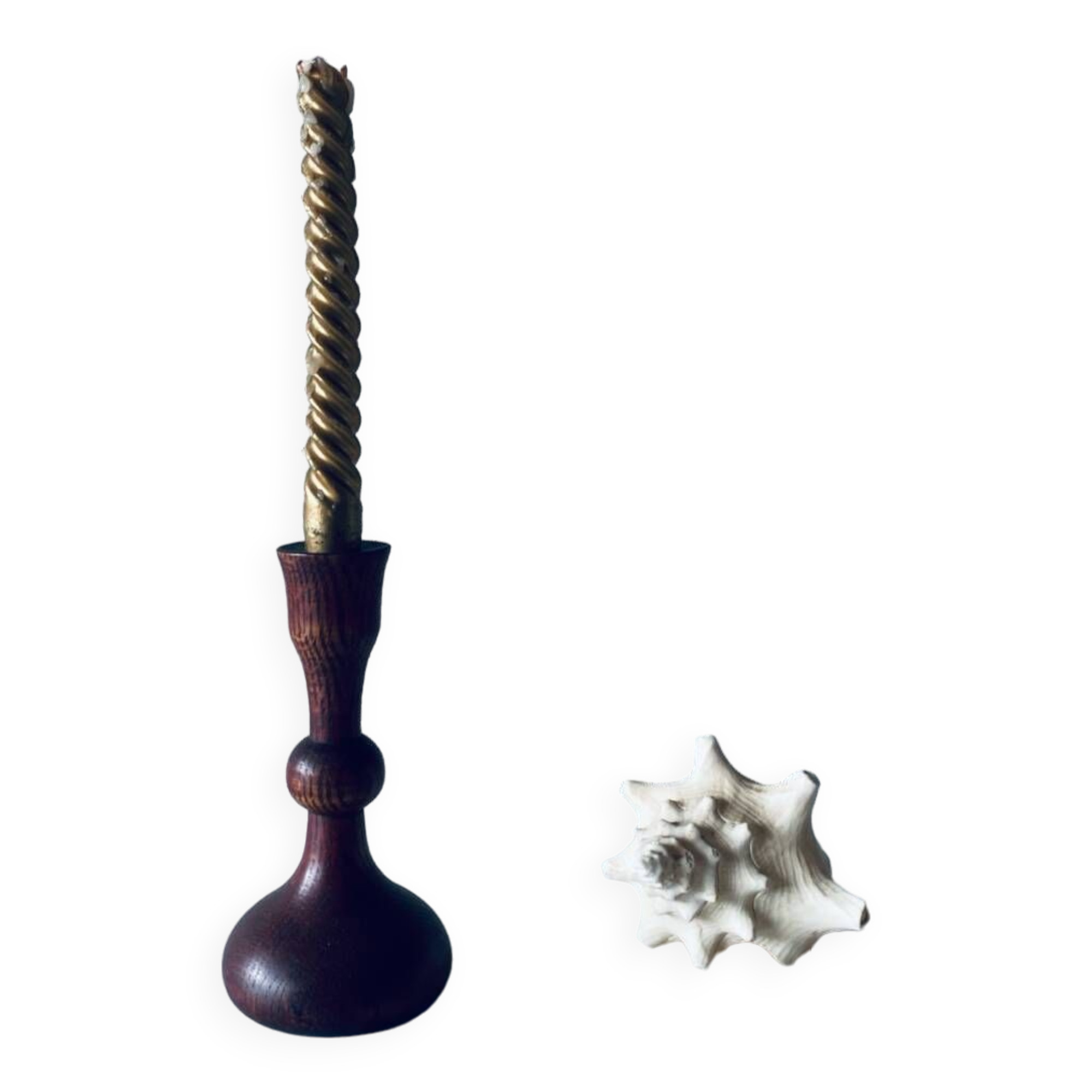 Turned wooden candle holder