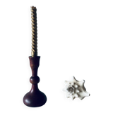 Turned wooden candle holder