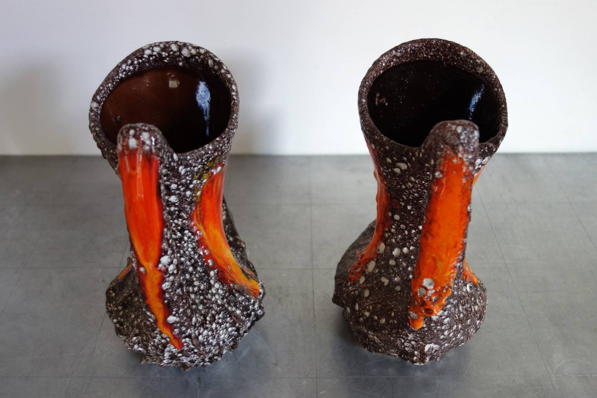 Pair of Fat Lava Vallauris vases from the 1950s