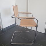 Beige leather armchair