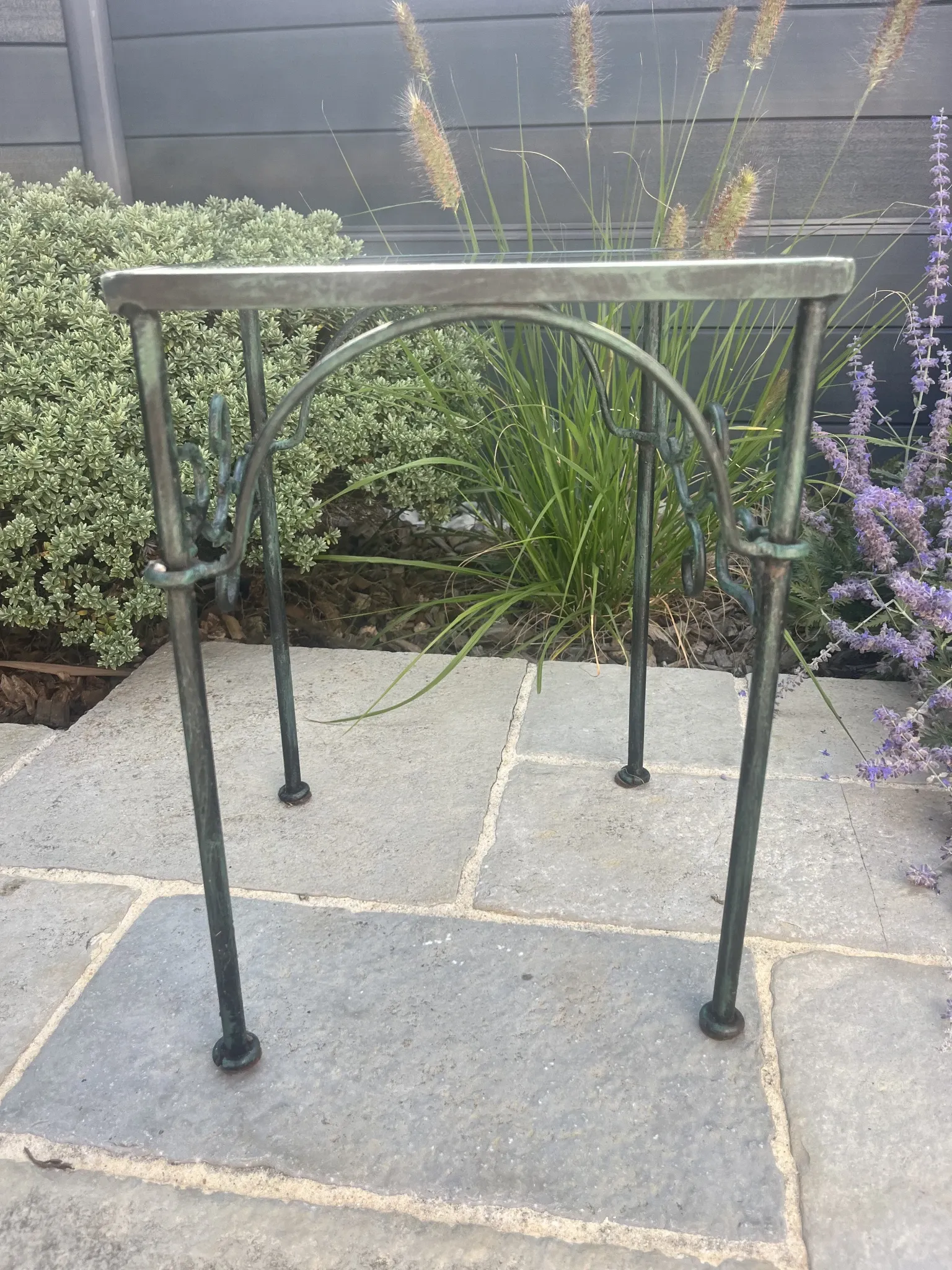 Stands / Nesting tables in patinated wrought iron with antique glass Olivier CORRO