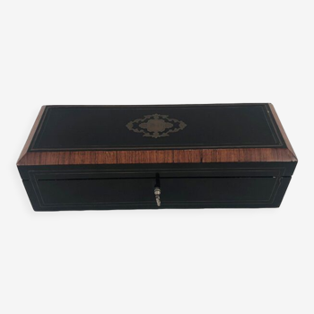 Napoleon III glove box, ebony and mahogany plating