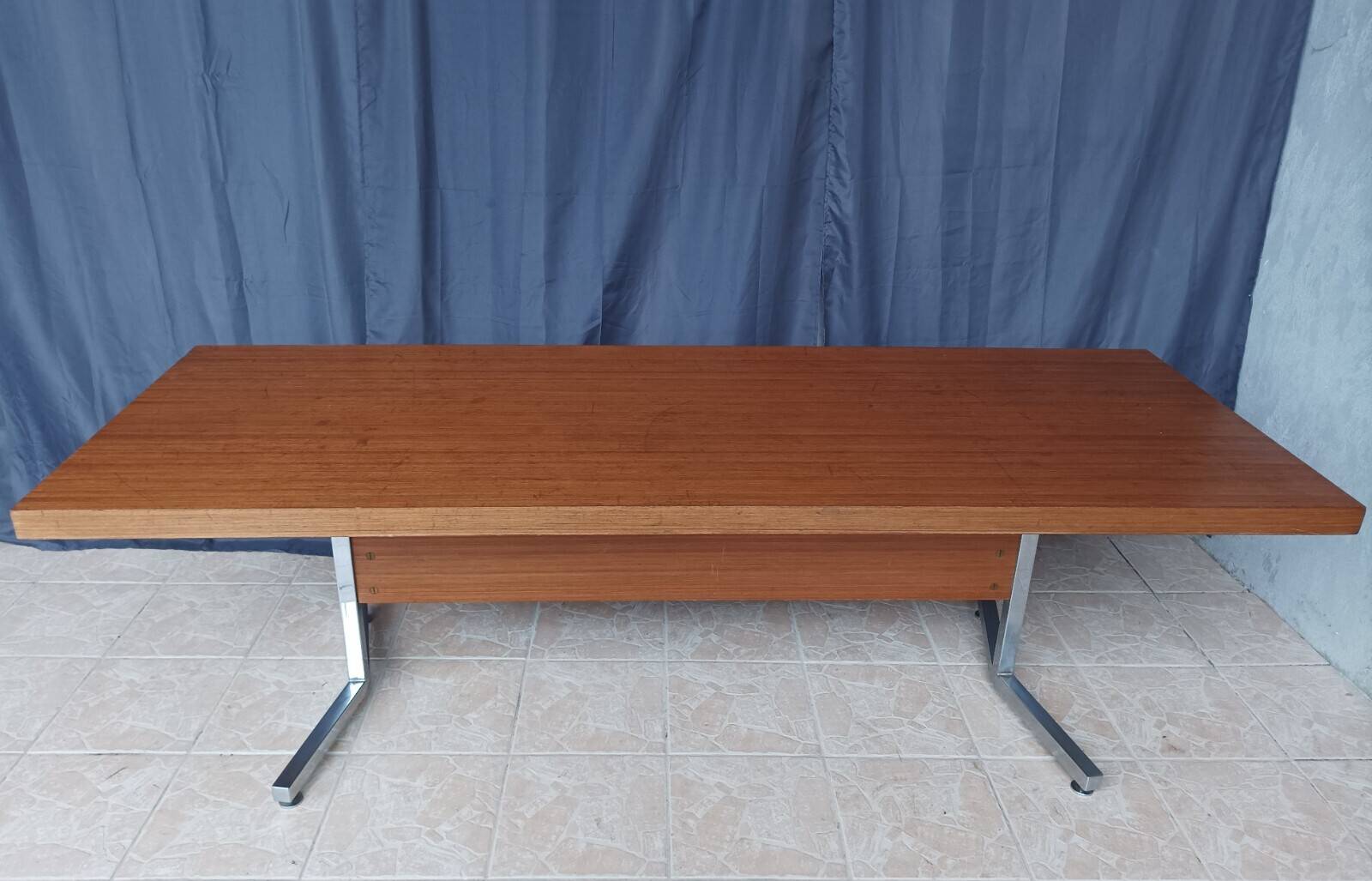 Vintage mahogany desk with chrome metal.