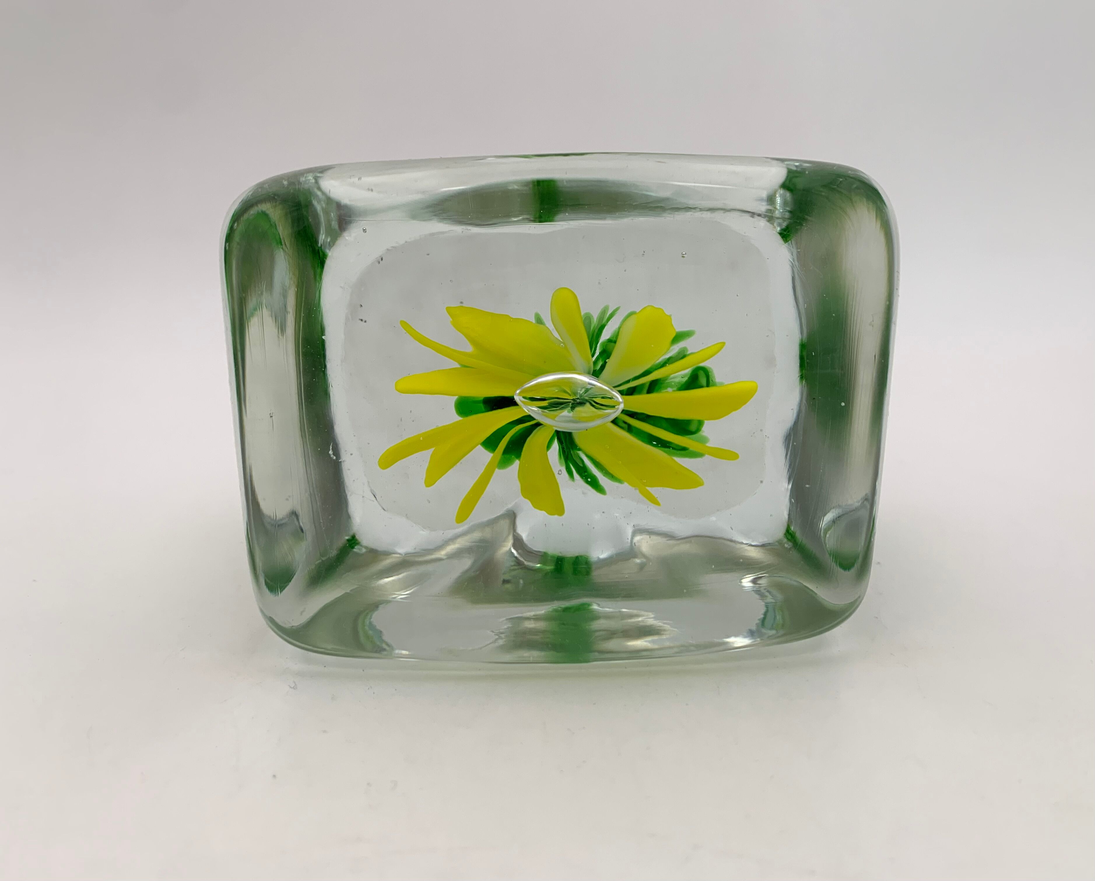 Sulfide, vintage paperweight, flower pattern