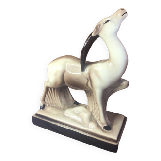 Old statue charles lemanceau antelope ceramic art deco vintage #a376