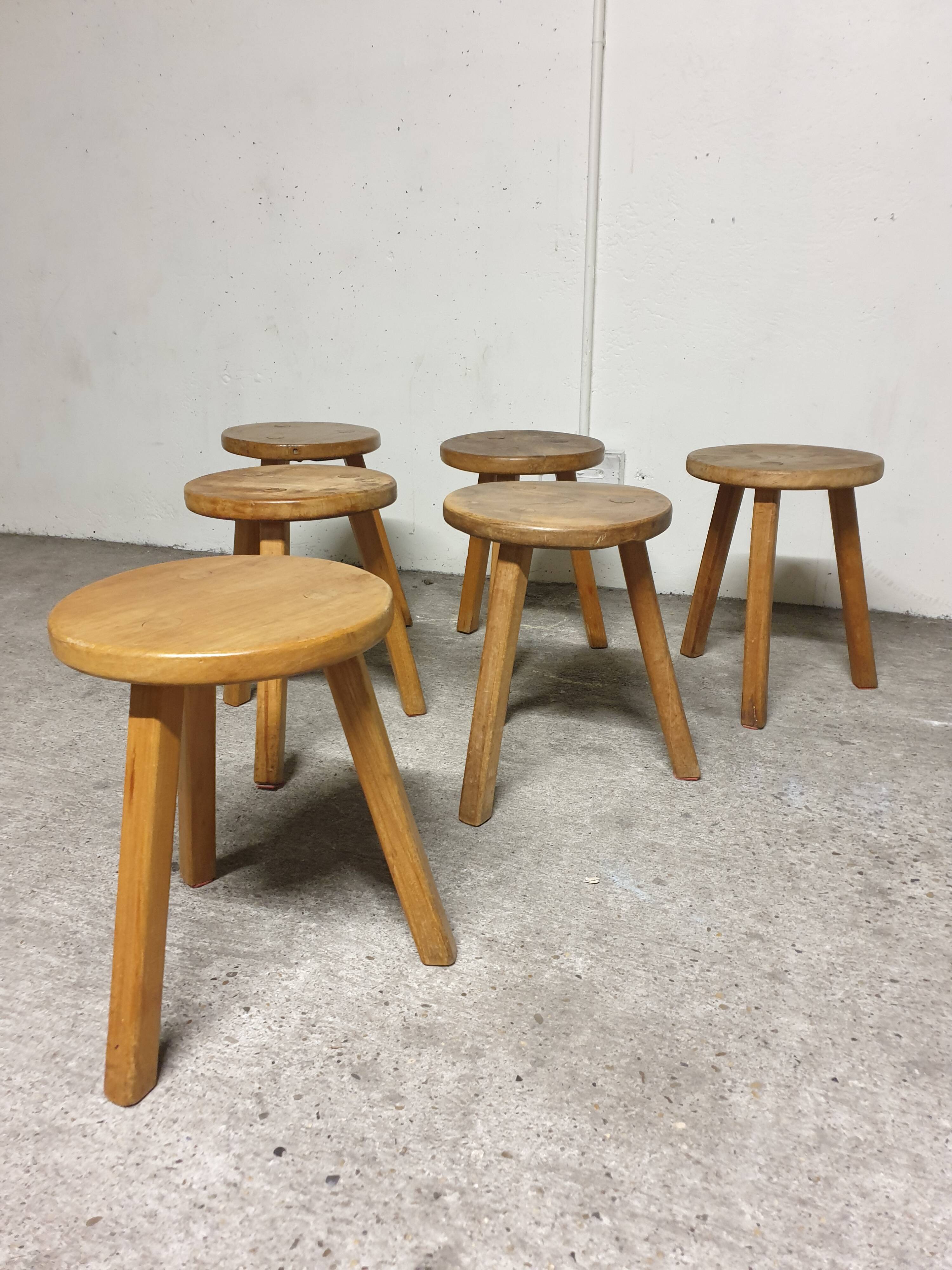 Mid-century wooden tripod stool