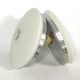 Stilux Milano, pair of round opaline glass ceiling lamps. 1960s