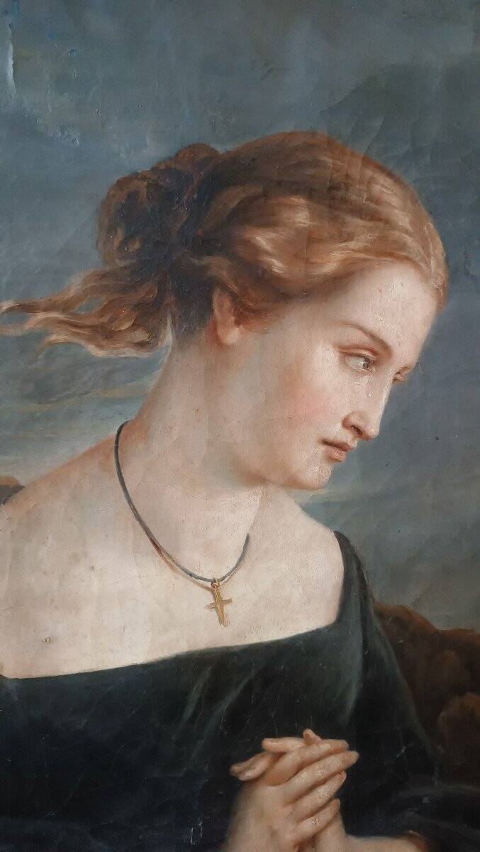 Tableau Ancien Portrait Féminin Du 19ème Siècle