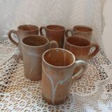 6 stoneware mugs / cups / tankards