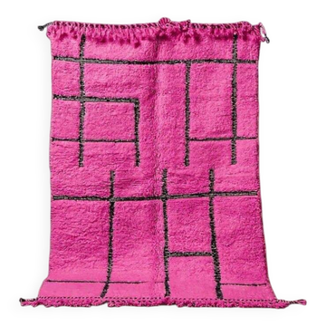 Tapis en laine fait main à motifs rose traditionnelle 150x250 cm