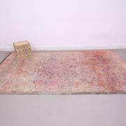 Pink Vintage Moroccan Rug 197 x 320 cm, Berber Wool Rug, Handmade Boho Rug