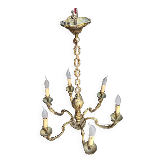 Lustre 6 branches en bronze style Louis XV