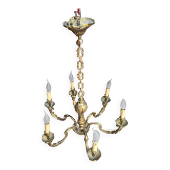 Louis XV style 6-branched bronze chandelier