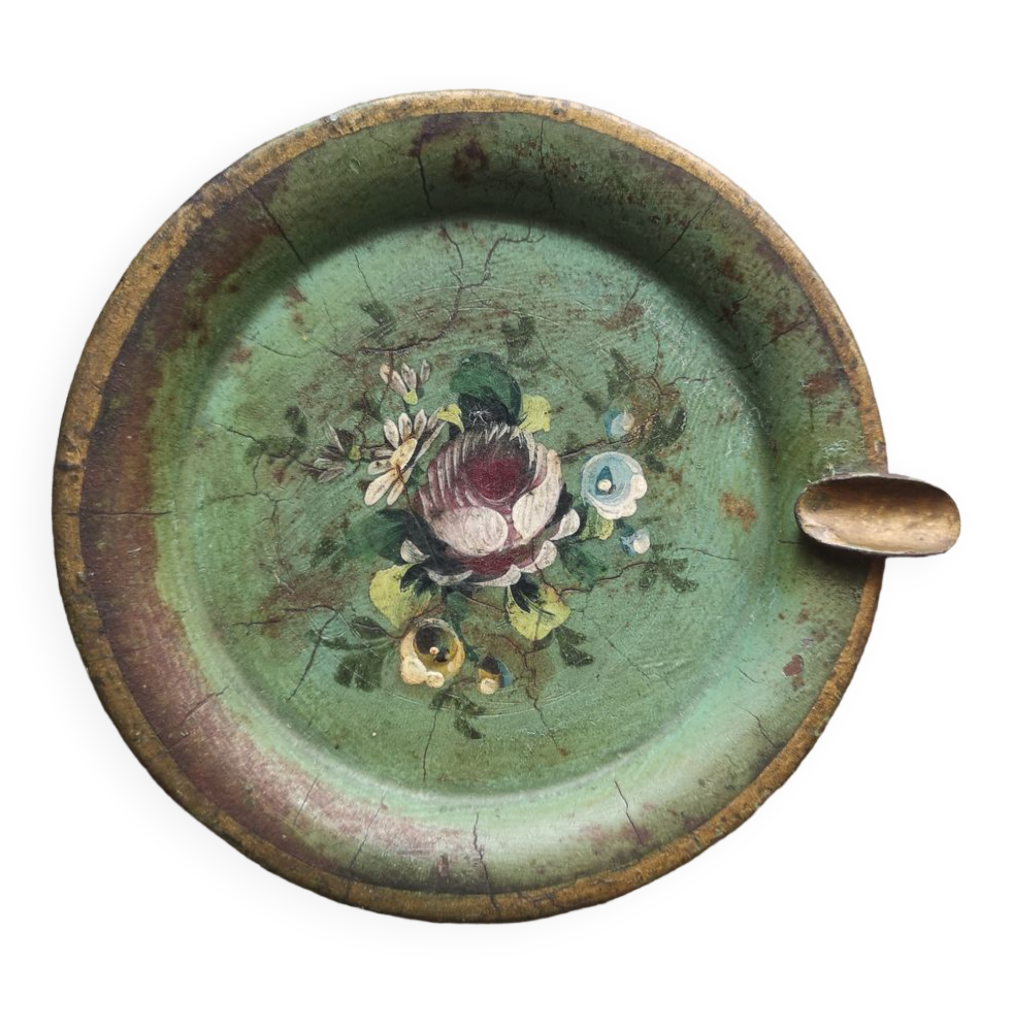 Hand-painted metal ashtray - Late 19th/early 20th century