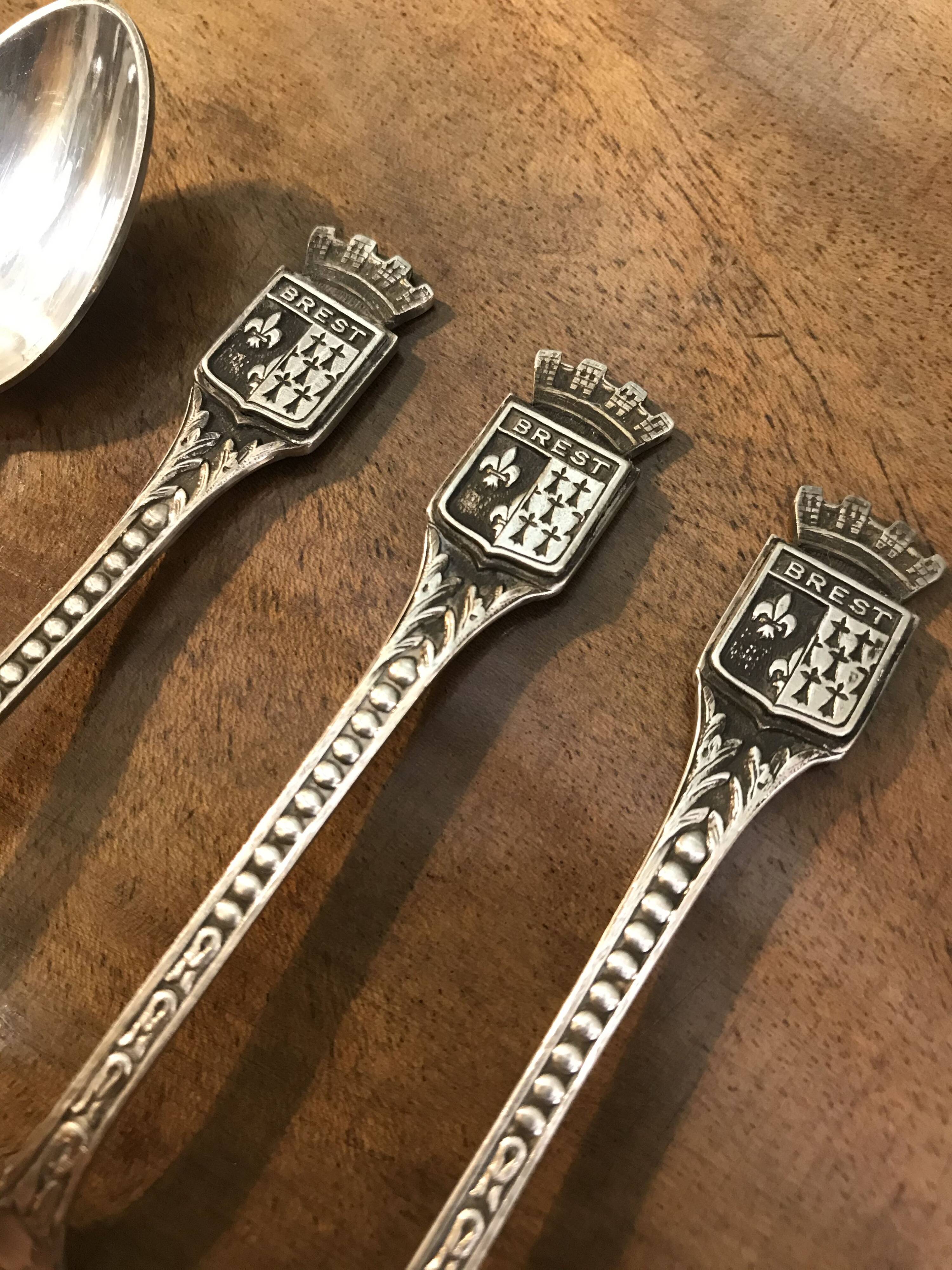 Set of 6 "Brest" silver-plated metal teaspoons
