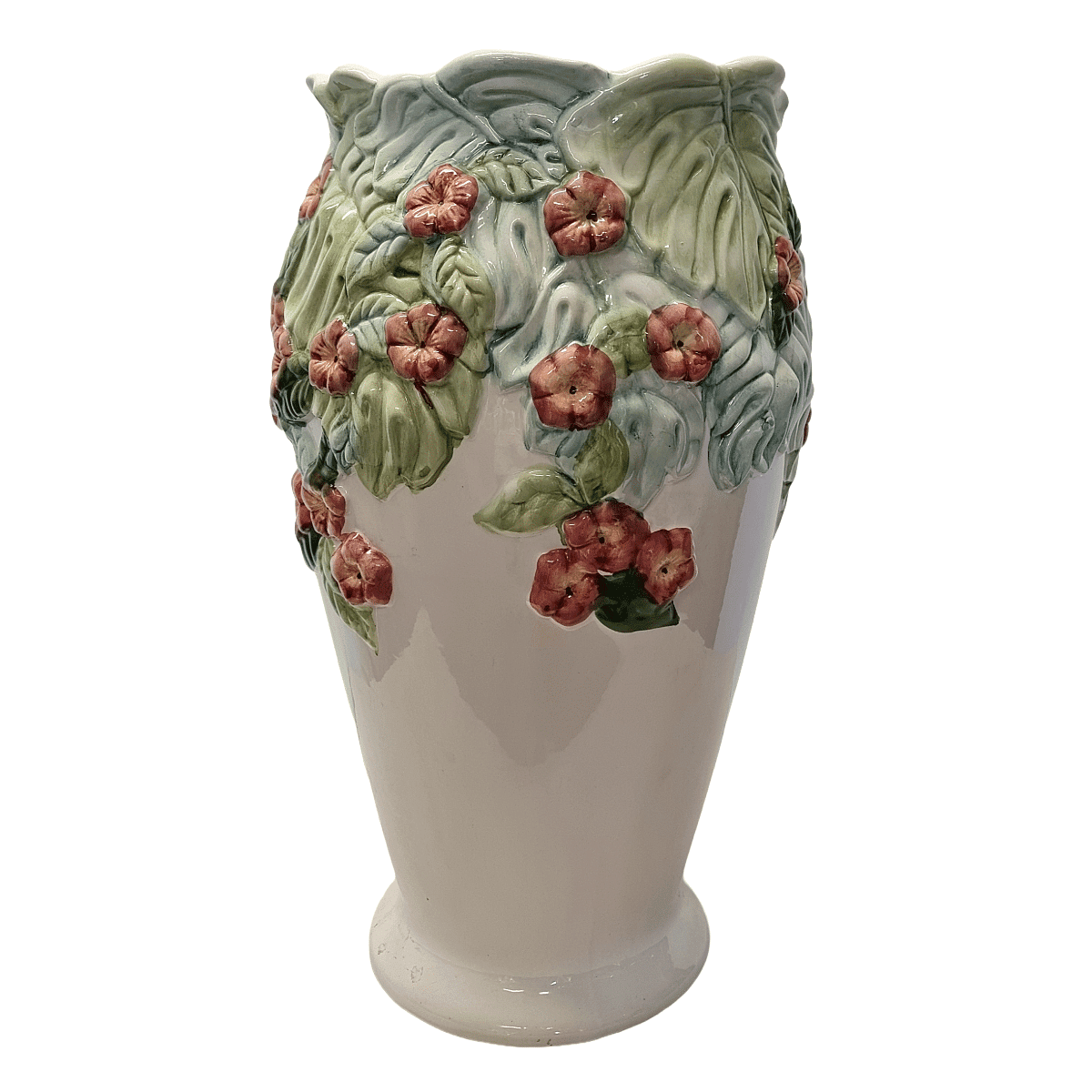 Vase en majolique portugais avec perroquets, années 1960/70.