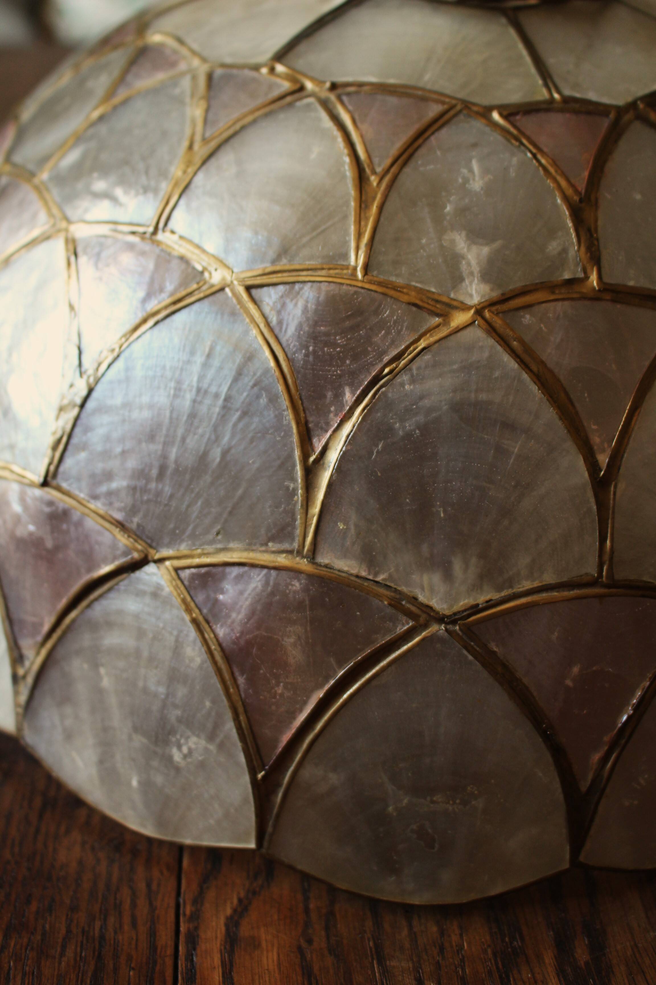 Vintage Brass Mother-of-Pearl Corolla Suspension