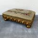 Empire Foot Stool With Petit Point Standing on Ball Feet Needlepoint Decor