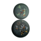 Rare pair of ceramic plates and enamel with mythological decoration. The 50s.