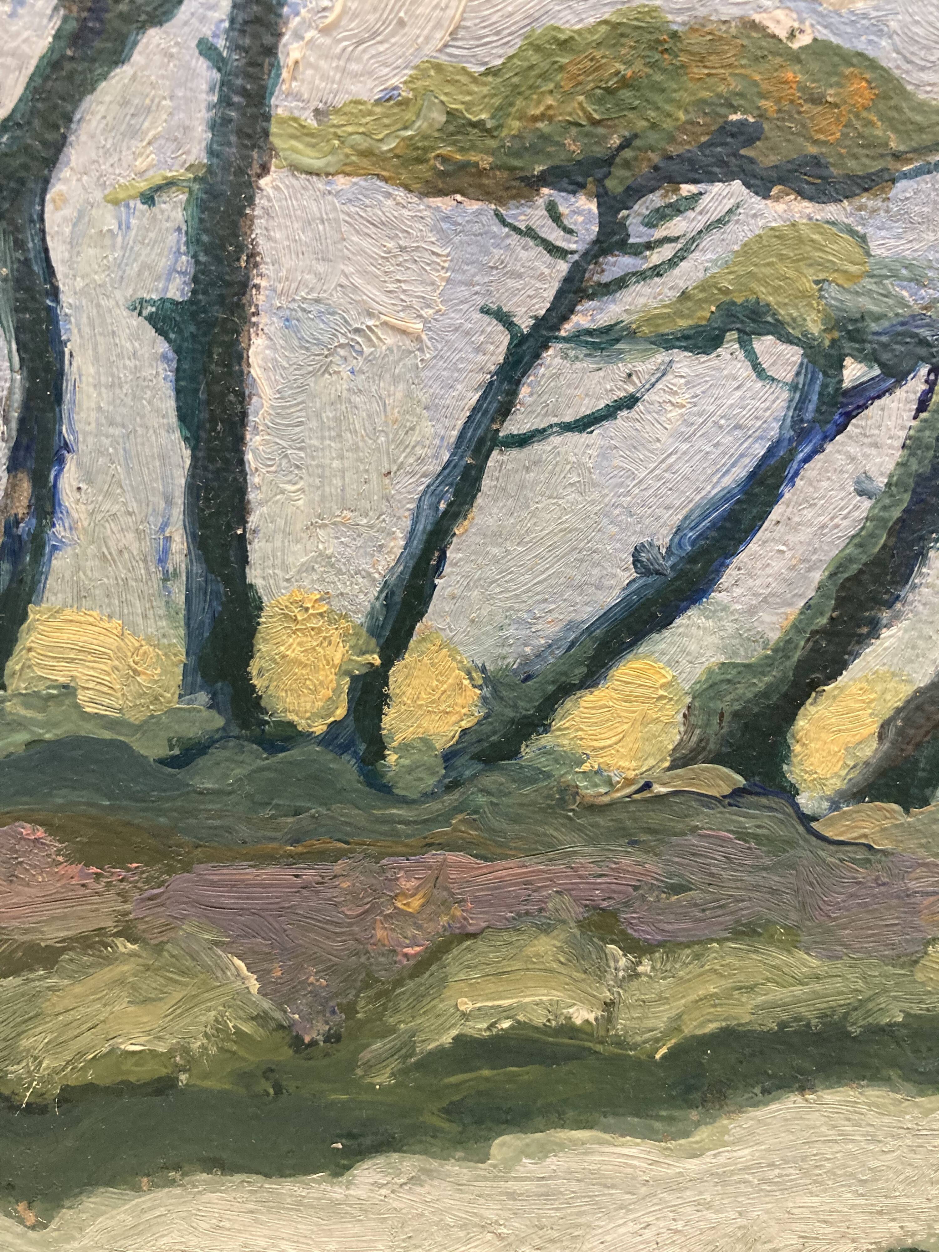 Pine painting and vintage river