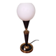 Black lacquered metal table lamp with satin white glass, 1950s.