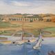 Frank Sloan (1900-1984) - Oil on hardboard - Sailboats near the bridge