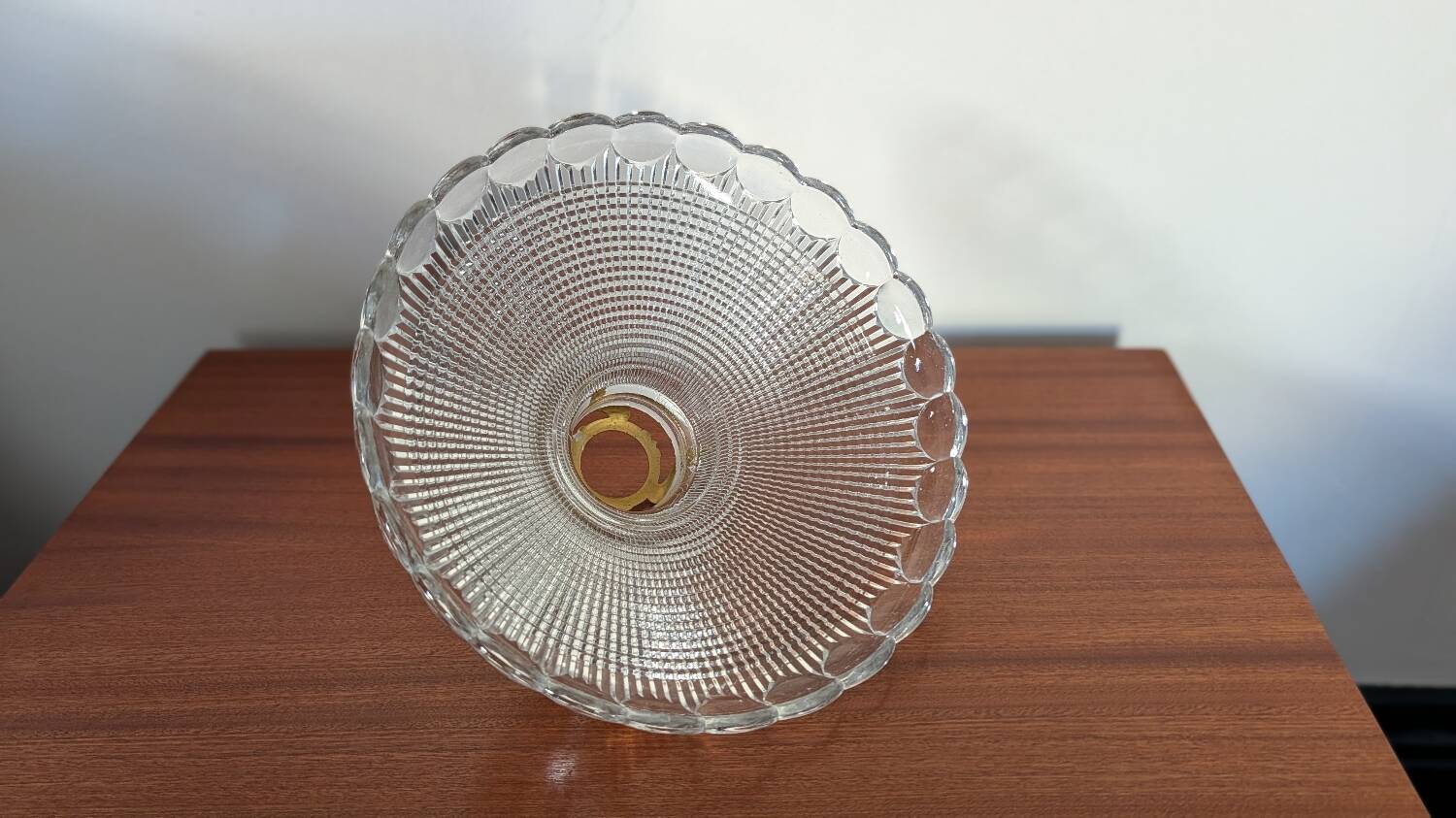 Moulded glass lampshade with concentric relief circa 1950