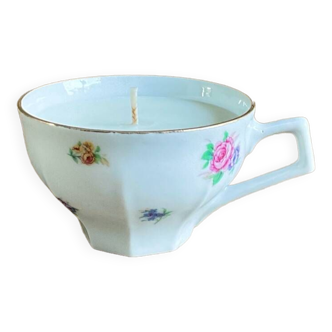 Bougie cire naturelle de soja et tasse en porcelaine Lourioux France