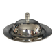 Vintage stainless steel and ceramic bell butter dish