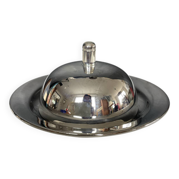 Beurrier à cloche vintage en inox et céramique 