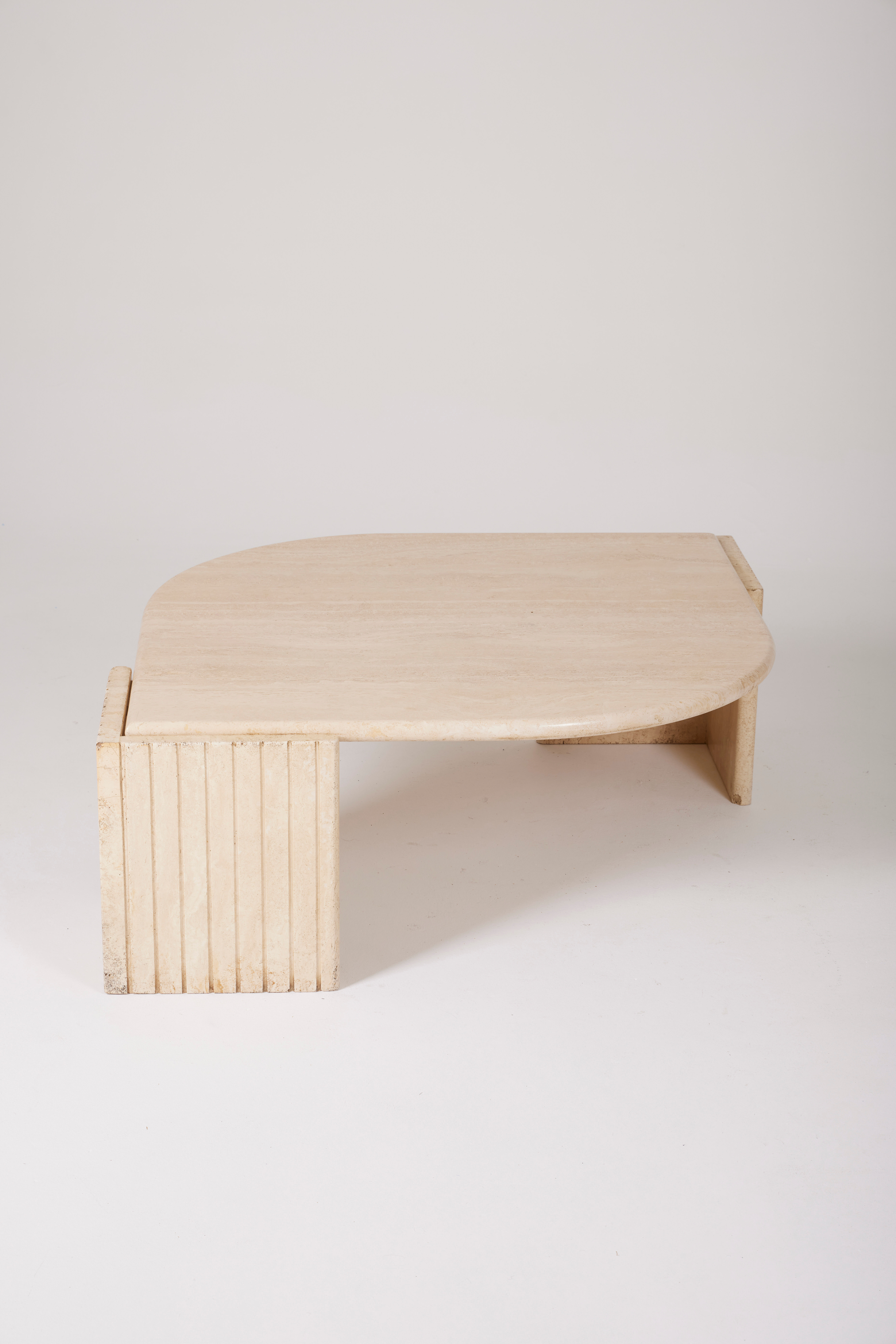 Travertine coffee table in eye shape, 1970s