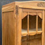 Parisian glass-fronted Art Deco wardrobe in solid raw walnut.