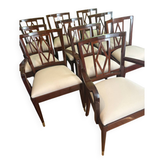 Set of ten Art Deco chairs