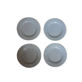 Lot de 4 assiettes à dessert Limoges décor muguet