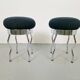 Vintage Uri Stools with Waved Chrome Legs and Black Seats by Per Ivar Ledang for Ikea, 1995, Set of 2