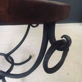 Rustic Oak and Wrought Iron Coffee Table, Belgium, 1950s