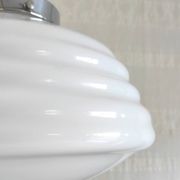 Bauhaus pendant light in chrome metal and opaline globe - 1950s