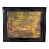 Vintage original oil painting forest landscape
