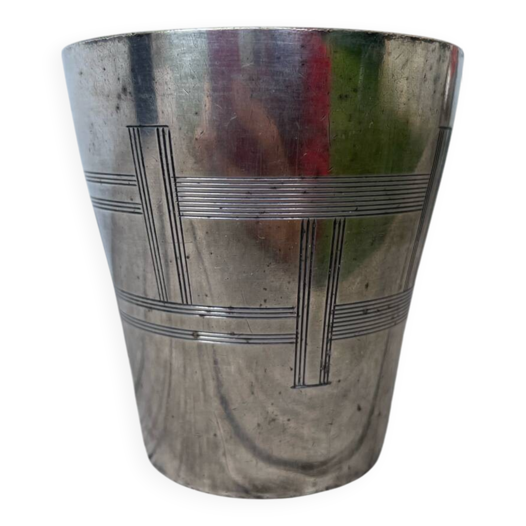 Timbale verre argenté art déco