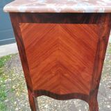 Commode ancienne en marqueterie style louis xv avec plateau marbre