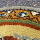 Vintage oval rug from the 70s - Pop flower patterns in green & mustard 185x115.
