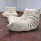 Ligne Roset Togo 2x 1-seater with 1x ottoman in beige corduroy in 10/10 condition!!