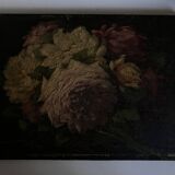 Oil on wood 19th century cut flowers