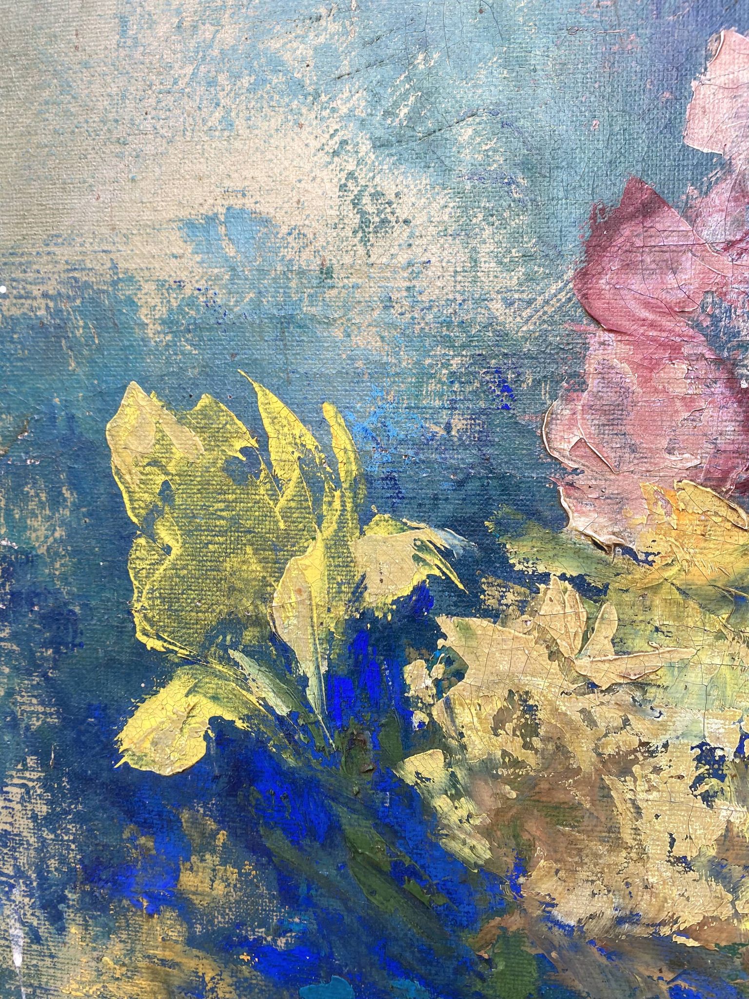 Huile sur toile fleurs G de Marco 50X60