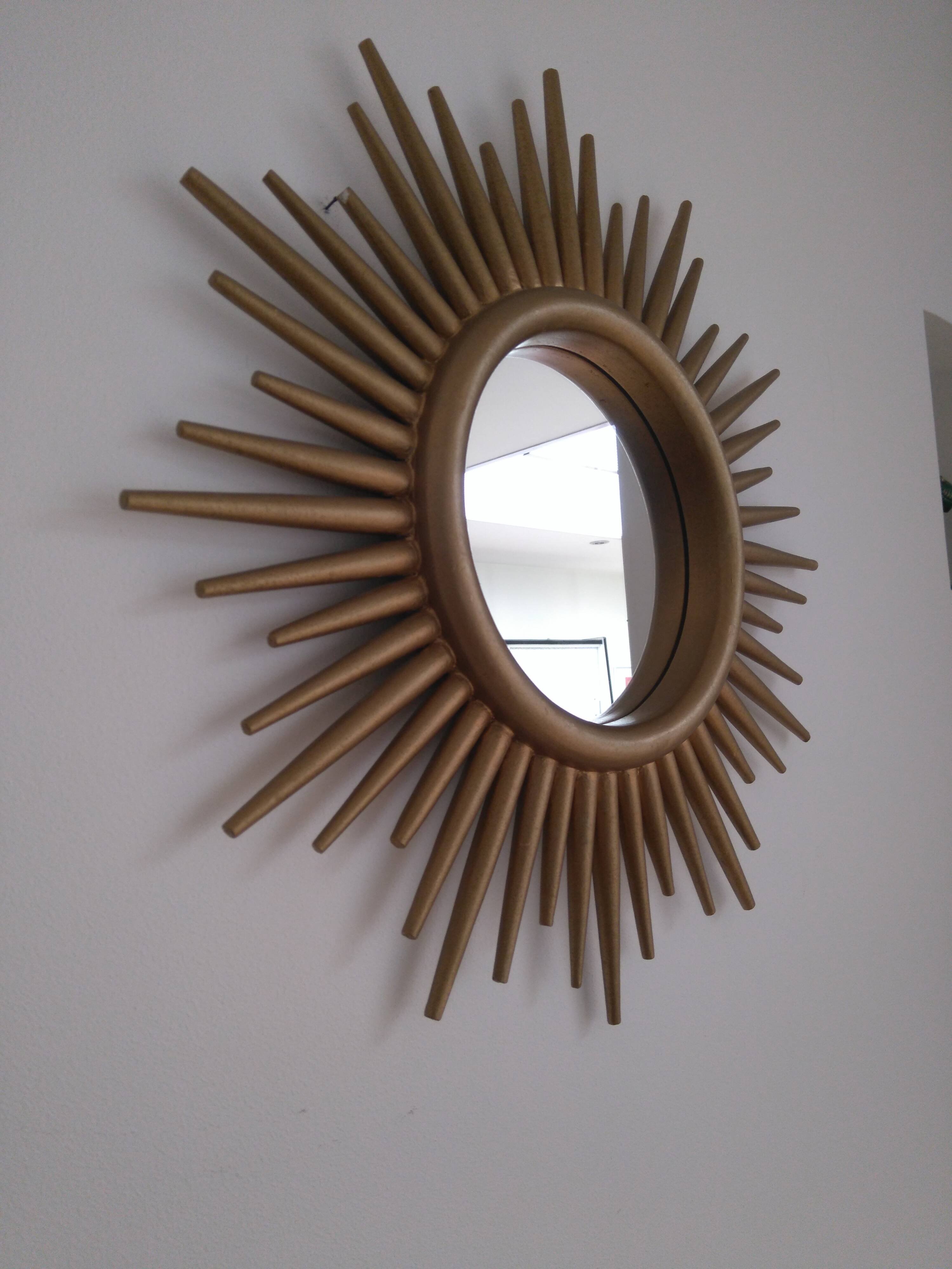GOLDEN WOODEN SUN MIRROR