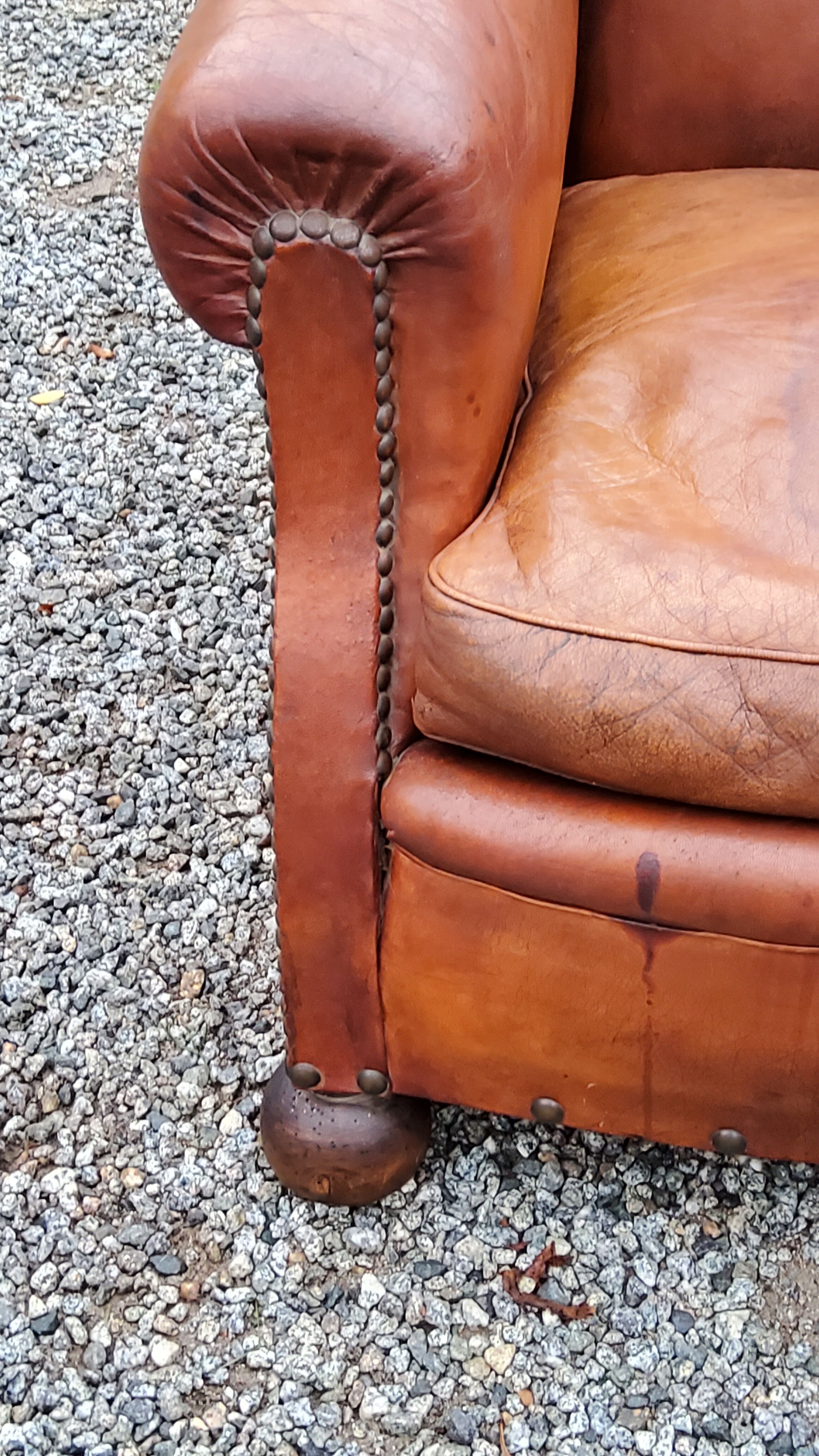 Leather club armchair back mustache from the 30s
