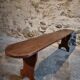 Banc en bois de cerisier français, années 1930, banc étroit en bois