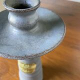 Pair of gray stoneware candlesticks