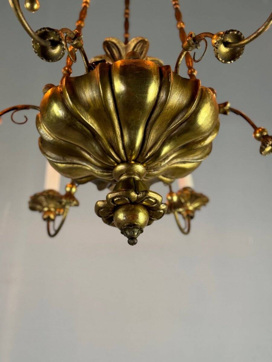 Gilded wood and brass chandelier, Central Europe circa 1900